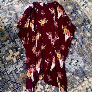 Maroon floral skull cardigan